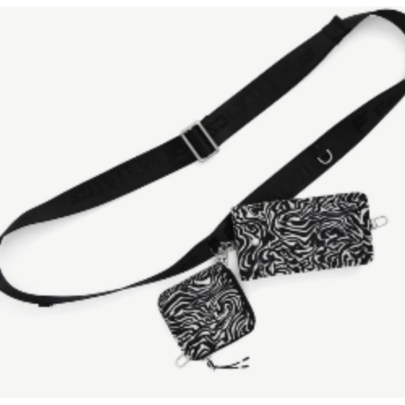 Fabletics Modular Crossbody ClipBag Mini Marbled Zebra Print. Black/ White - Picture 6 of 7